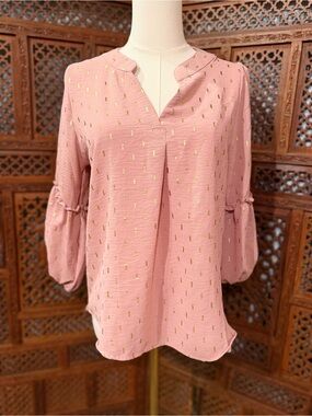 Liz & Lilli Blush Pink Gold Foil Blouse | Size Medium